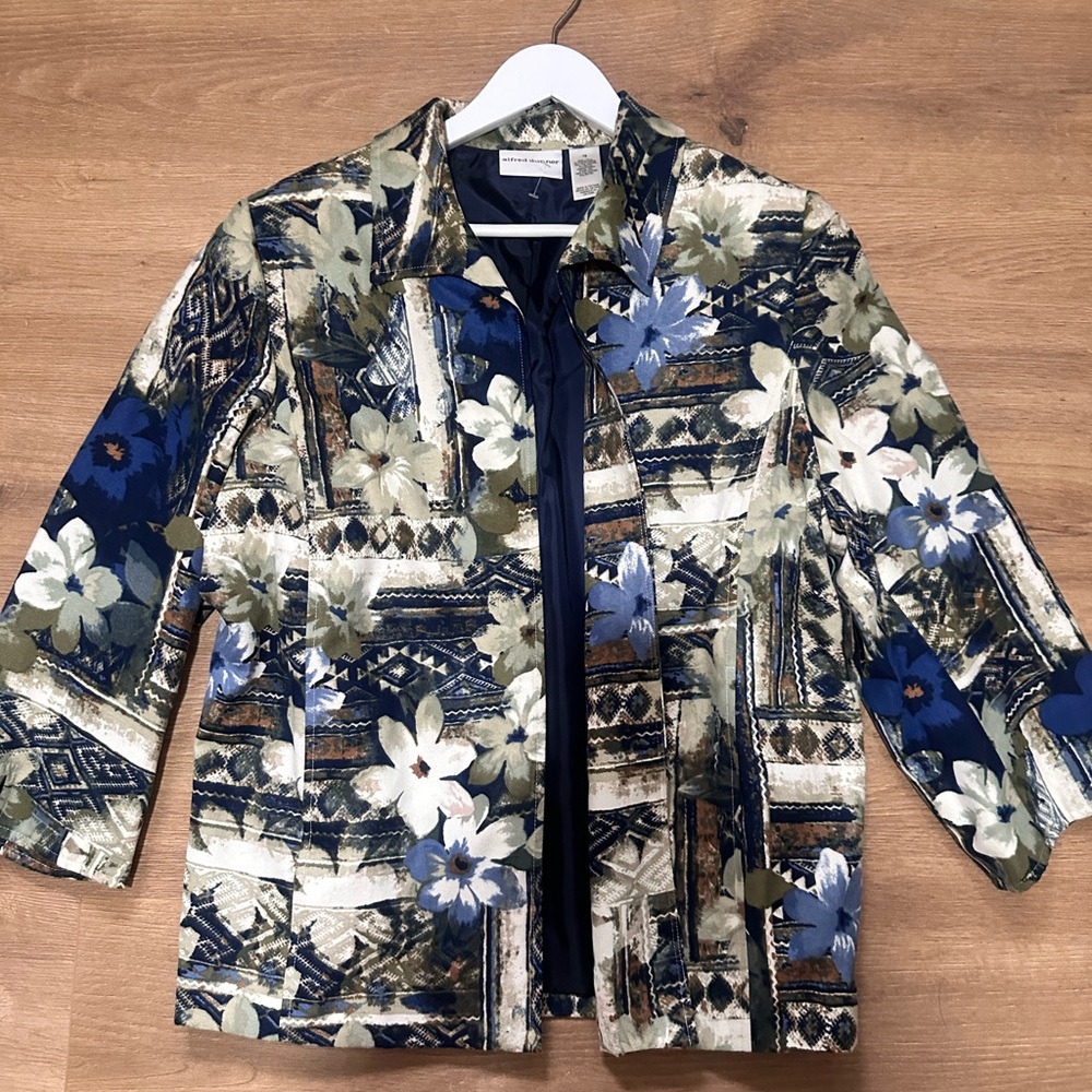 Alfred Dunner Blue and Green Blazer Lightweight Jacket